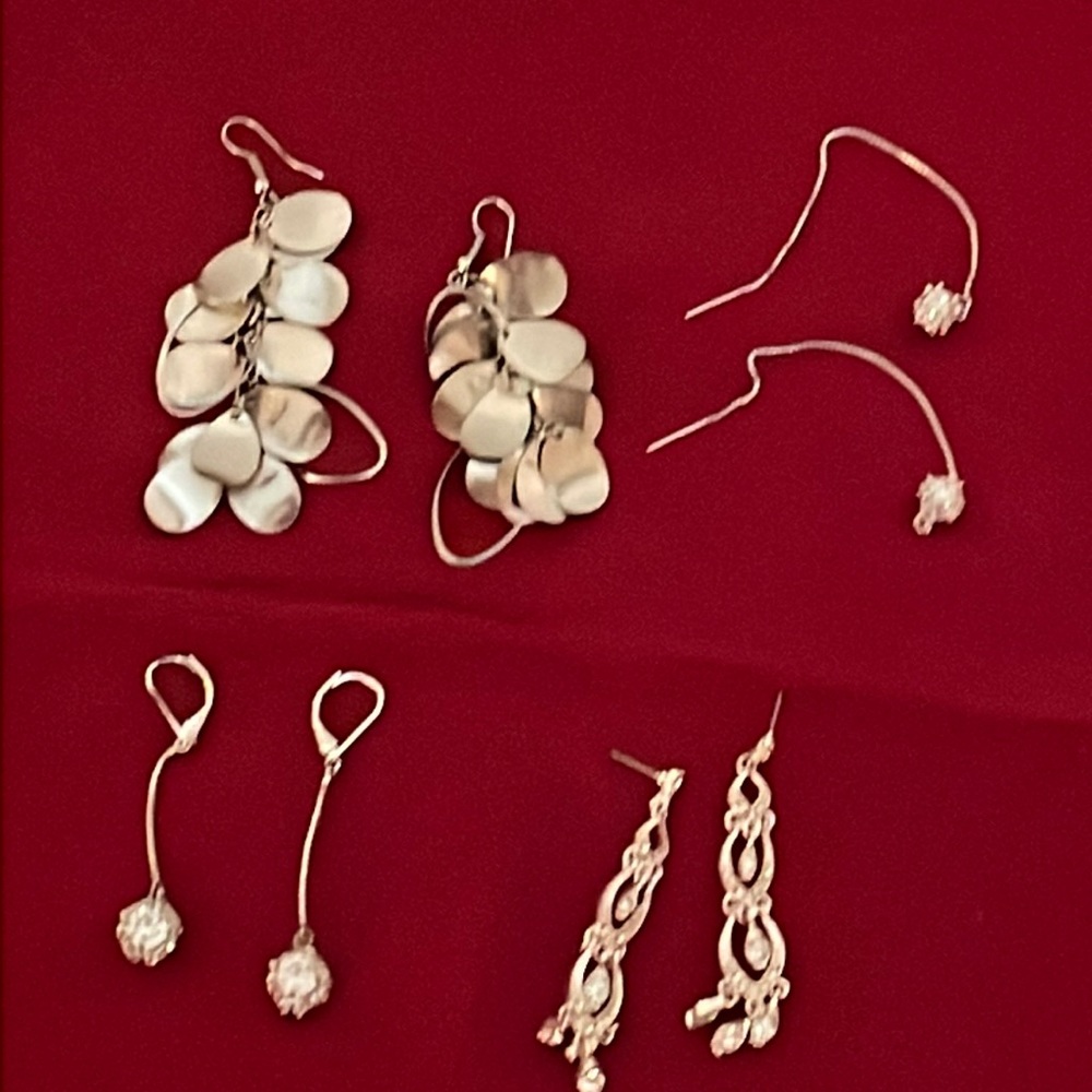 Faux diamond/silver earrings pierced cute accents 4 ***FINAL PRICE ****